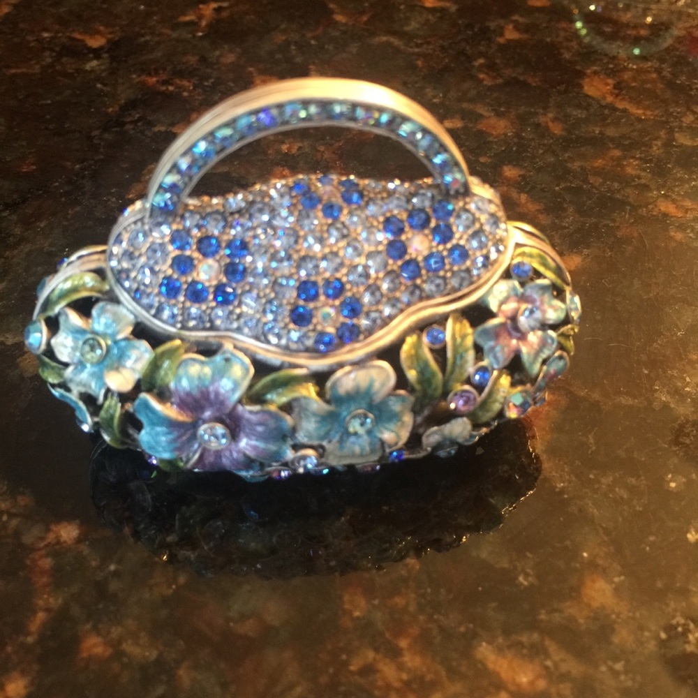 Enamel Rhinestone Studded Handbag Keepsake Box